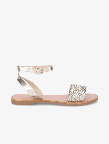 Nu-pieds à ganses tressées effet osier - Or - 2