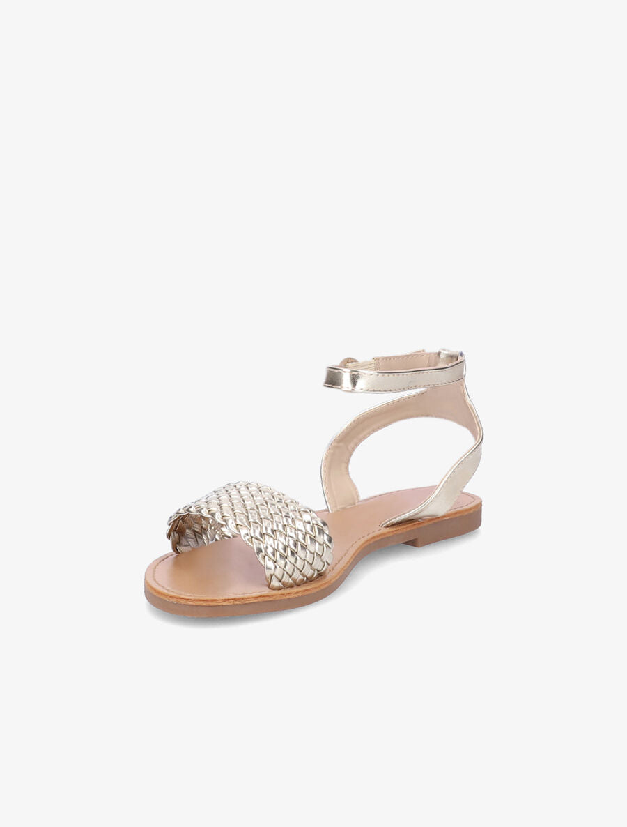 Nu-pieds à ganses tressées effet osier - Or - 3
