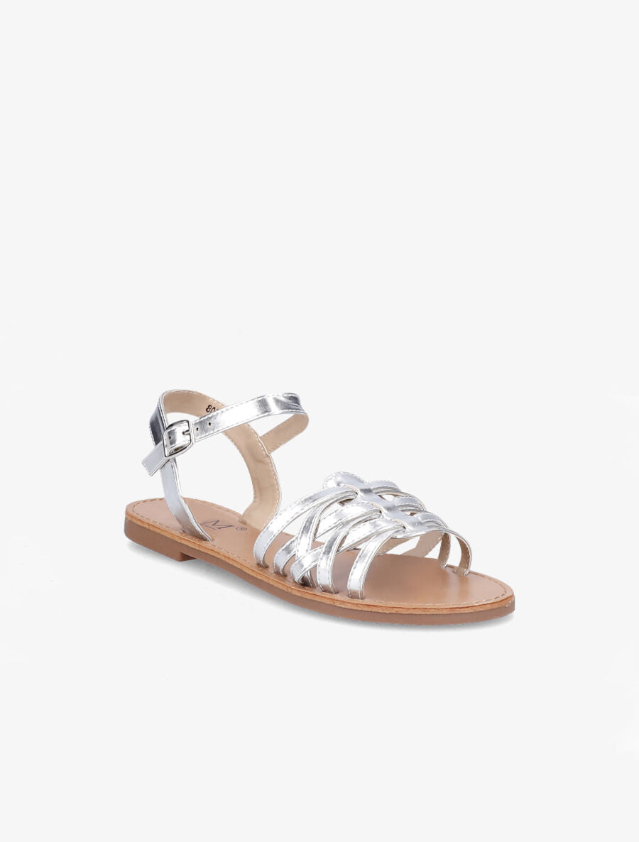 Nu-pieds à ganses entrelacées - Argent - 5