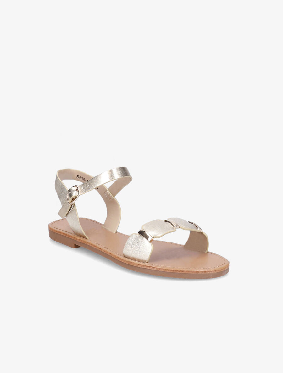 Nu-pieds à ganses stylisées à détail métallique - Or - 5