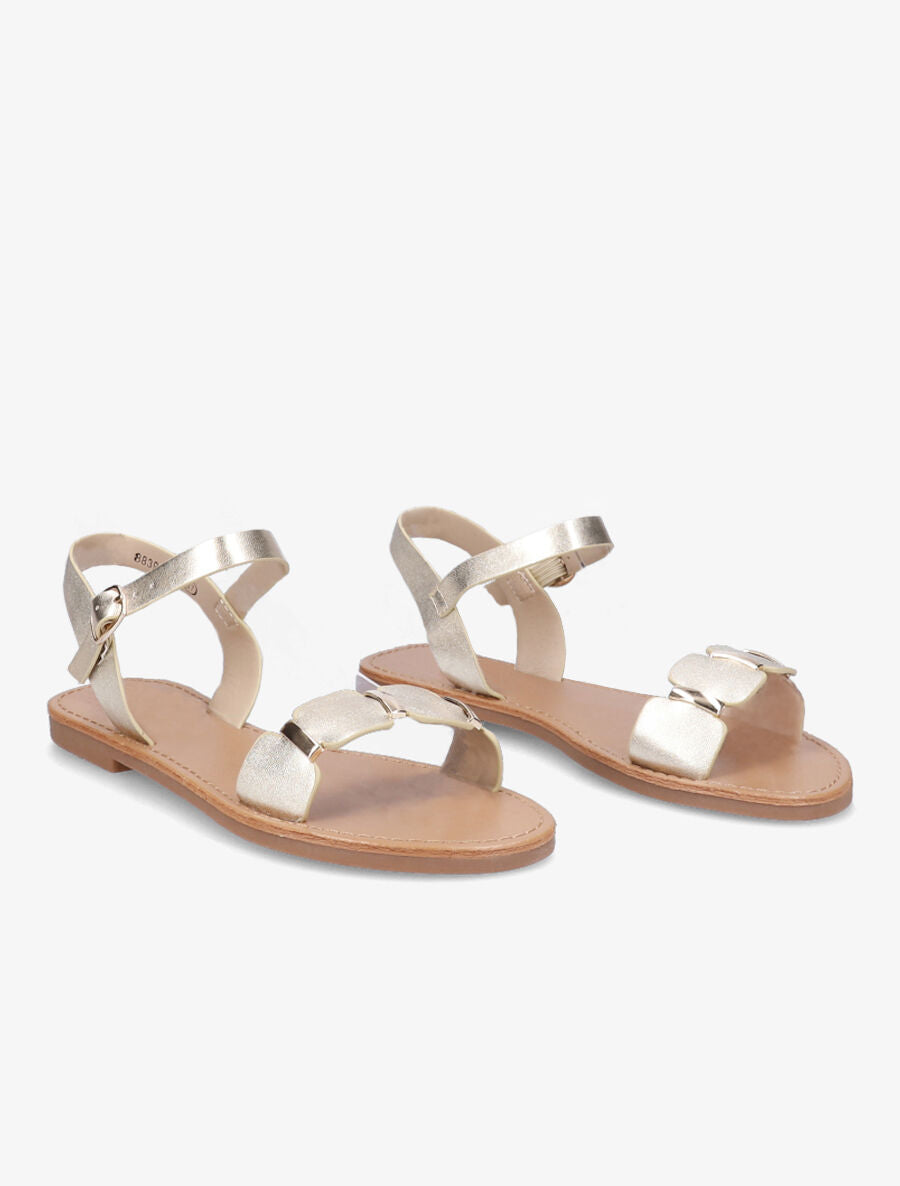 Nu-pieds à ganses stylisées à détail métallique - Or - 4