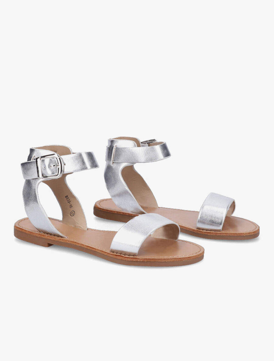 Nu-pieds basiques en simili - Argent - 4