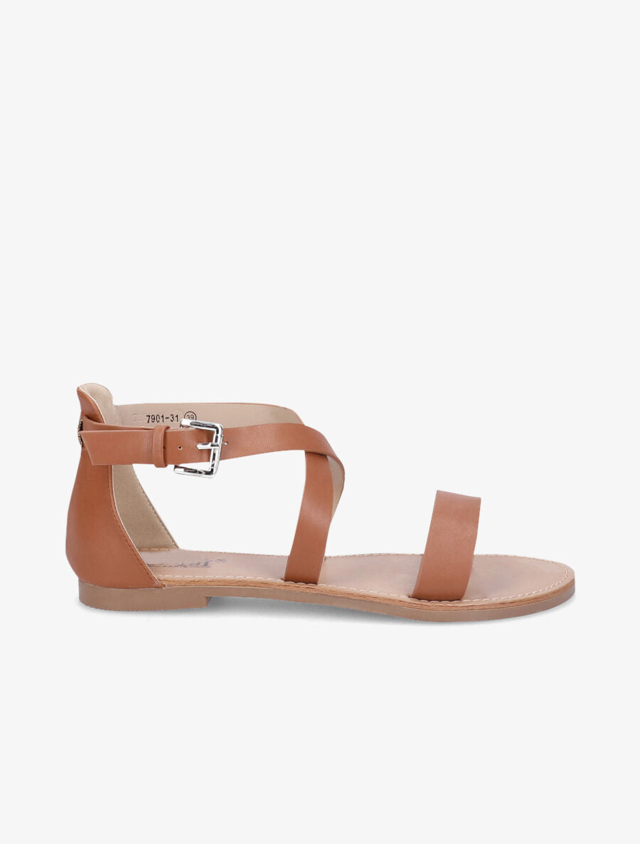 Nu-pieds à ganses croisées - Camel - 2