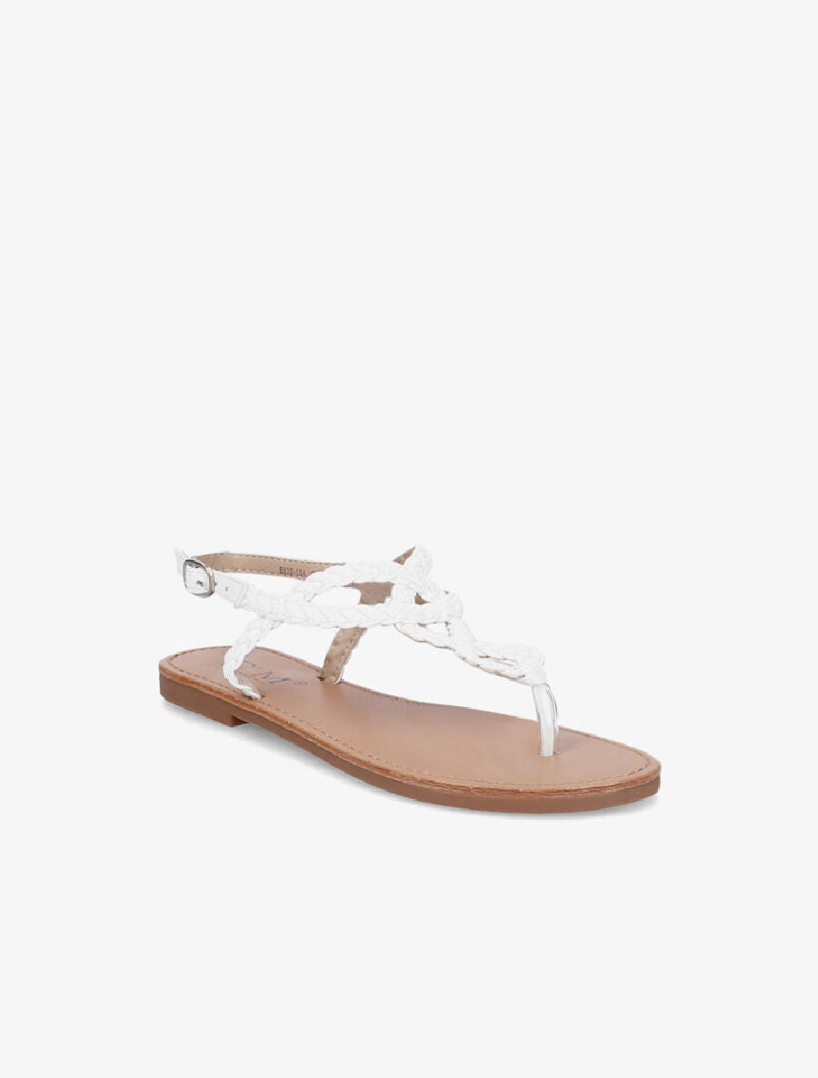 Nu-pieds à bride en T tressée - Blanc - 5