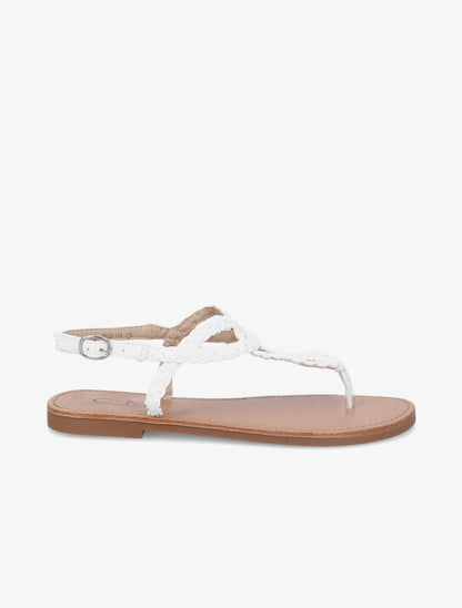 Nu-pieds à bride en T tressée - Blanc - 2