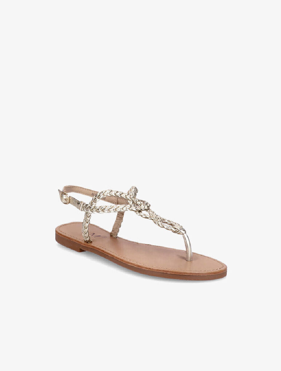 Nu-pieds à bride en T tressée - Or - 5