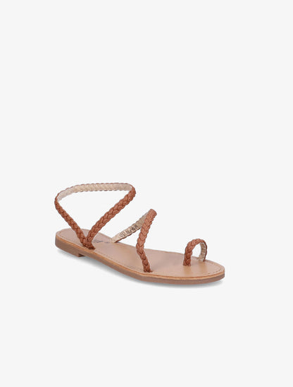 Nu-pieds en simili tressé - Camel - 2