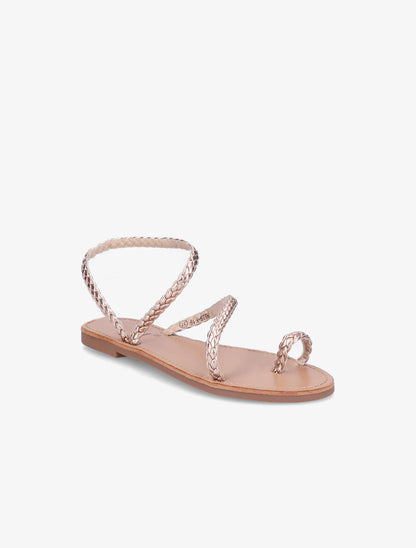 Nu-pieds en simili tressé - Rose gold - 5