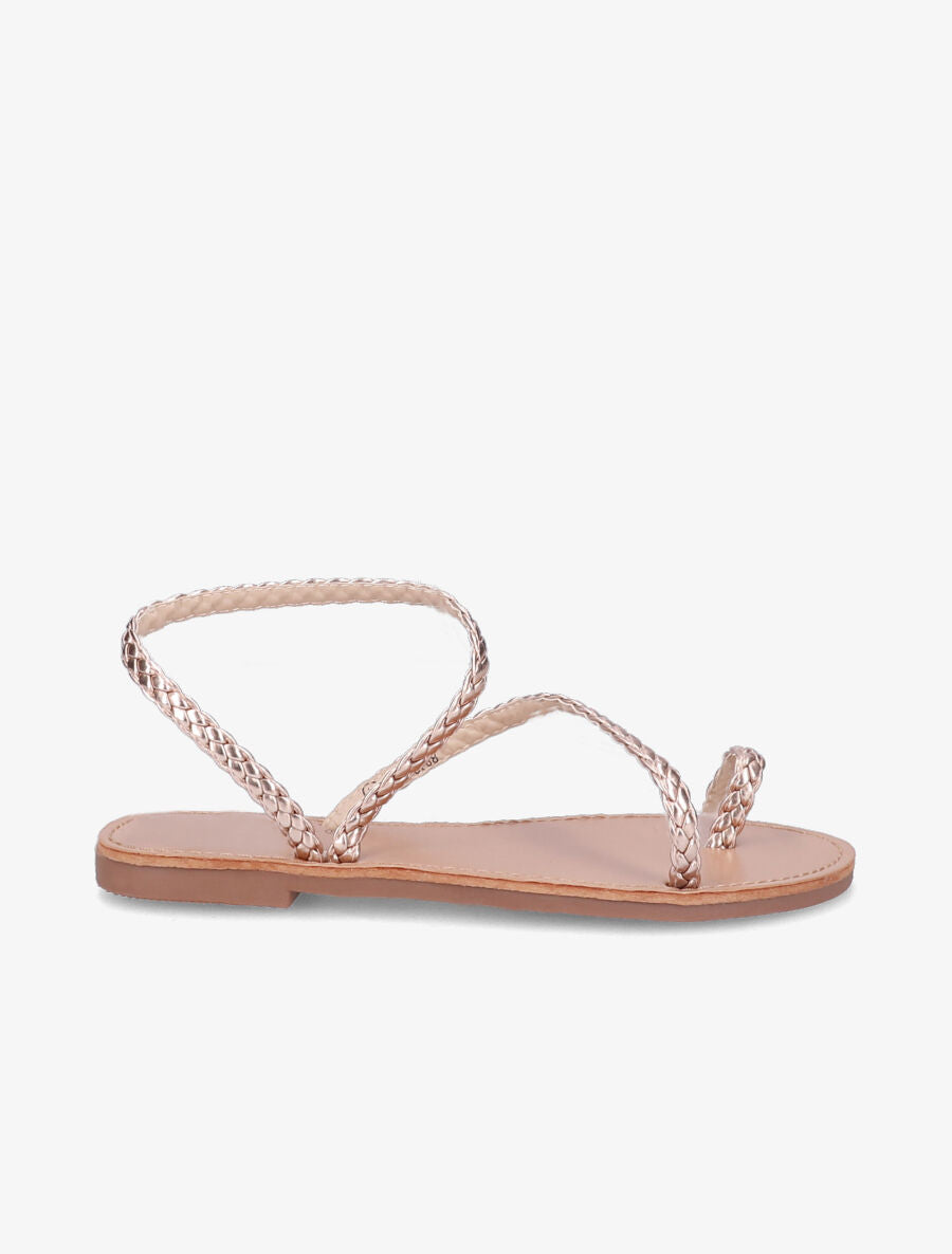 Nu-pieds en simili tressé - Rose gold - 2
