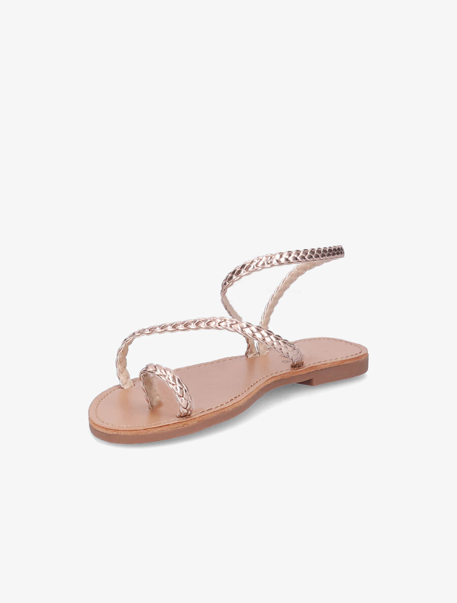Nu-pieds en simili tressé - Rose gold - 3