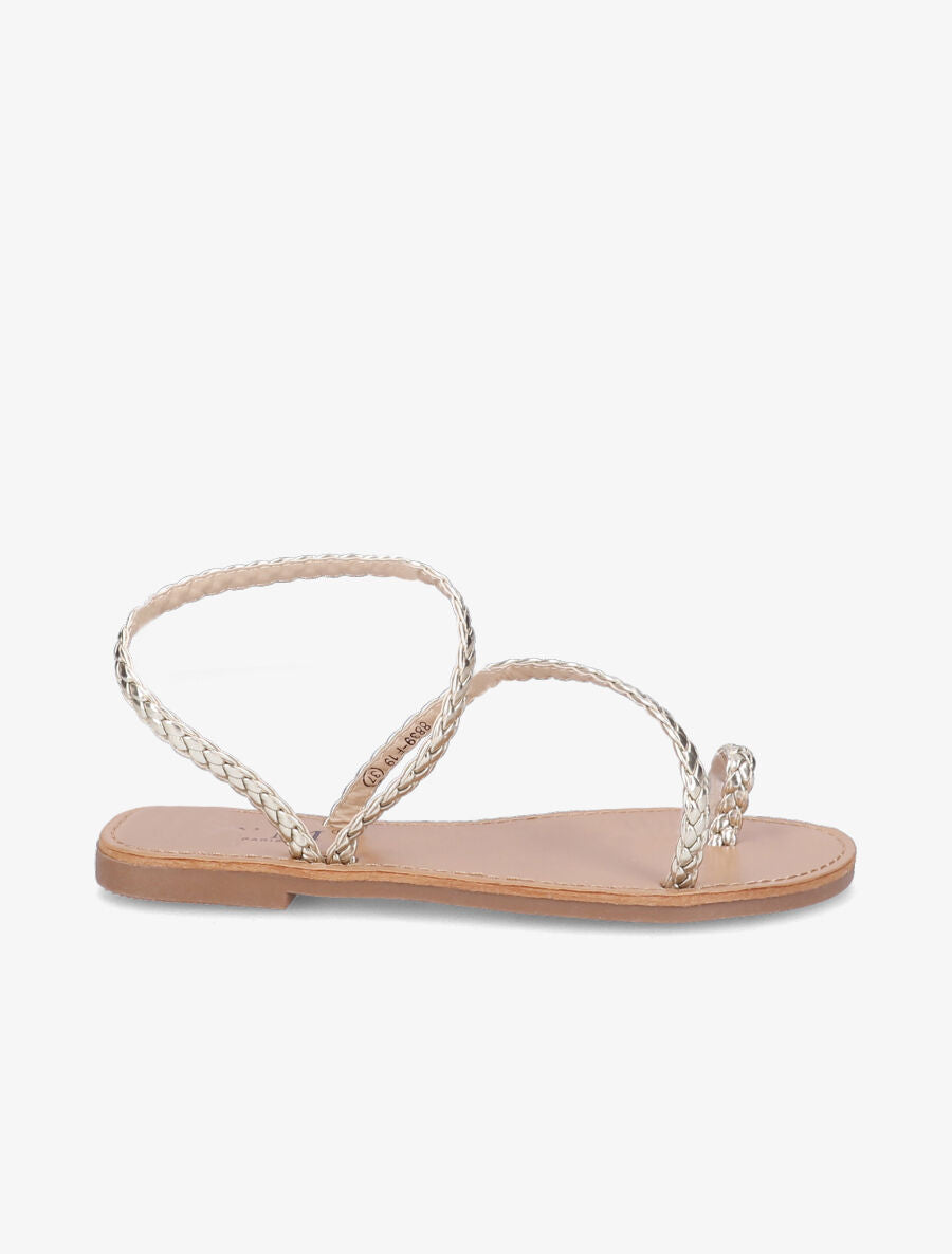 Nu-pieds en simili tressé - Or - 2