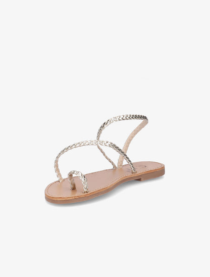 Nu-pieds en simili tressé - Or - 3
