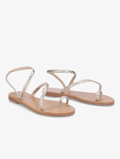 Nu-pieds en simili tressé - Or - 4