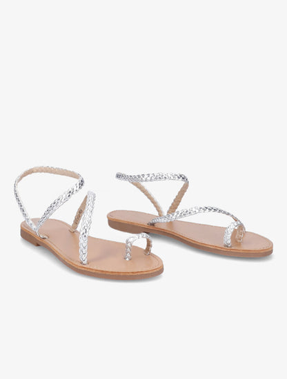 Nu-pieds en simili tressé - Argent - 4