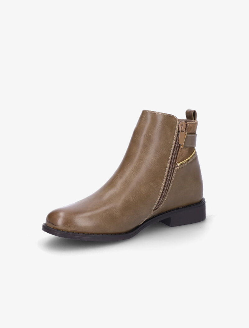 Bottines à détail zip et sangle - Taupe - 4