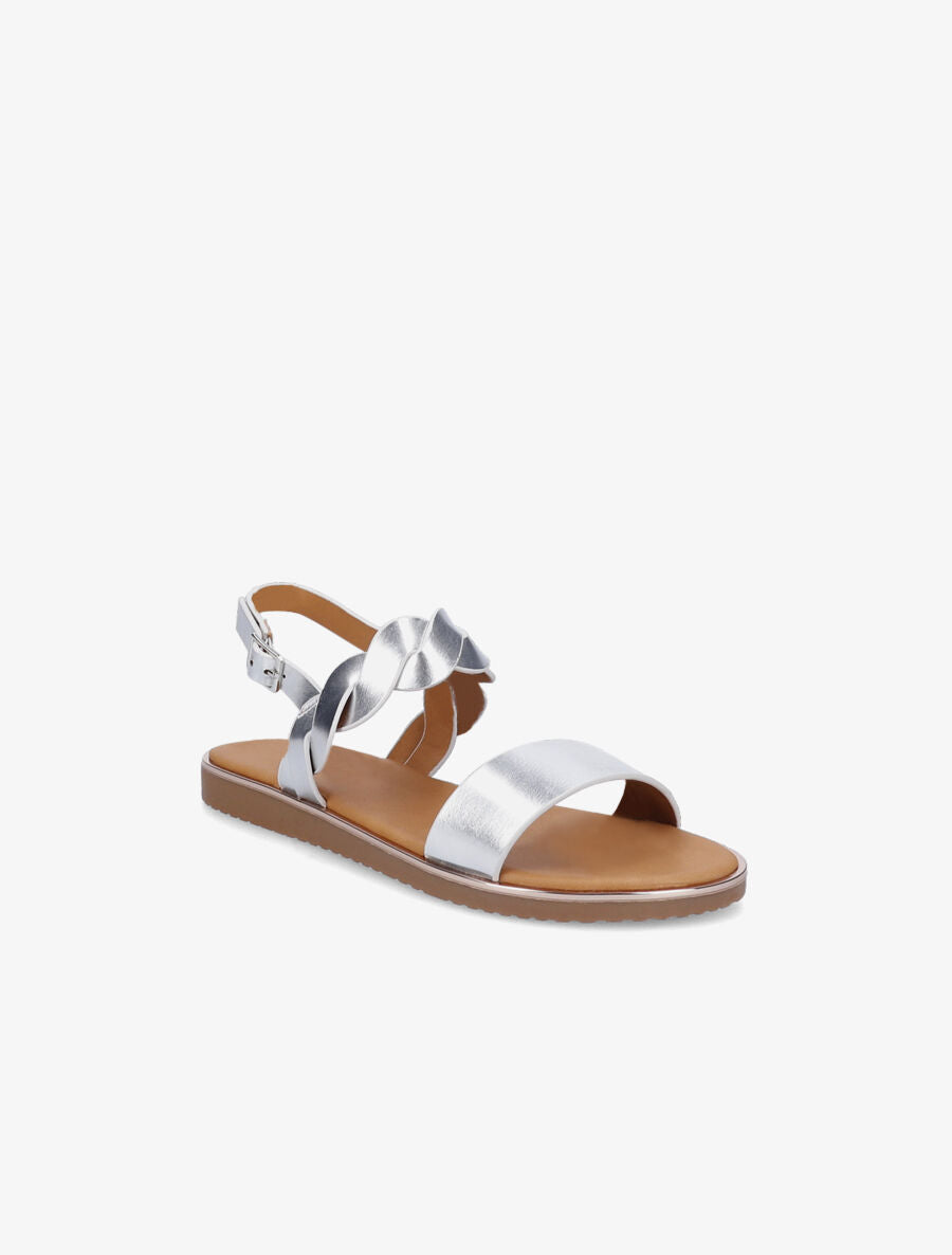 Nu-pieds en simili à bride tressée - Argent - 5