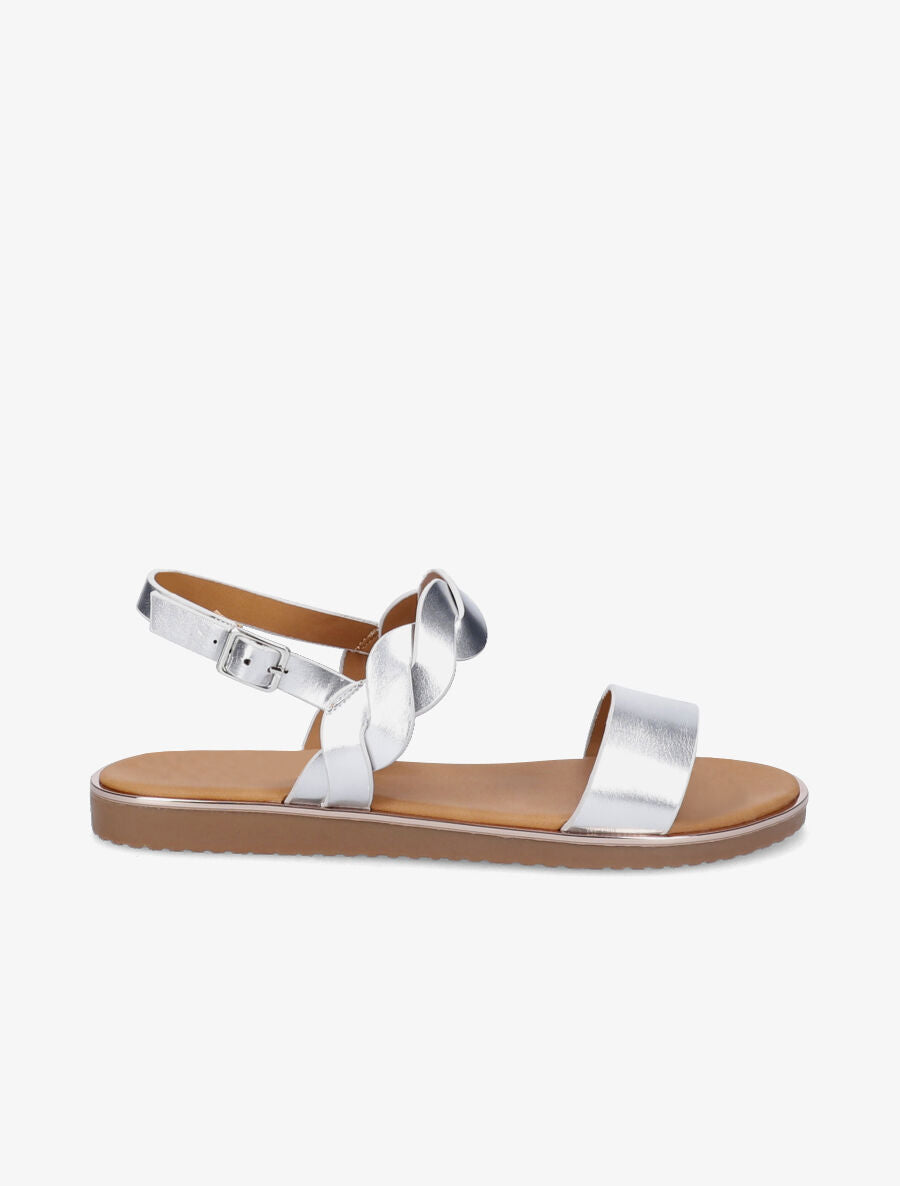 Nu-pieds en simili à bride tressée - Argent - 2