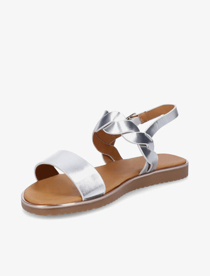 Nu-pieds en simili à bride tressée - Argent - 3