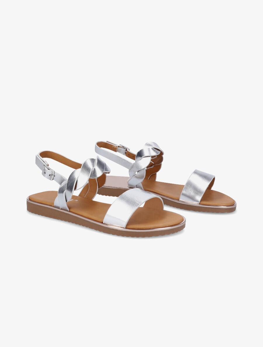 Nu-pieds en simili à bride tressée - Argent - 4