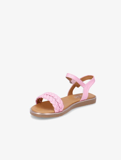 Nu-pieds à double ganses tressées en simili - Rose - 3