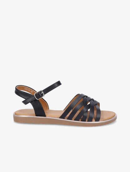 Nu-pieds à ganses croisées stylisées - Noir - 2