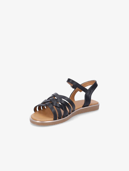 Nu-pieds à ganses croisées stylisées - Noir - 3
