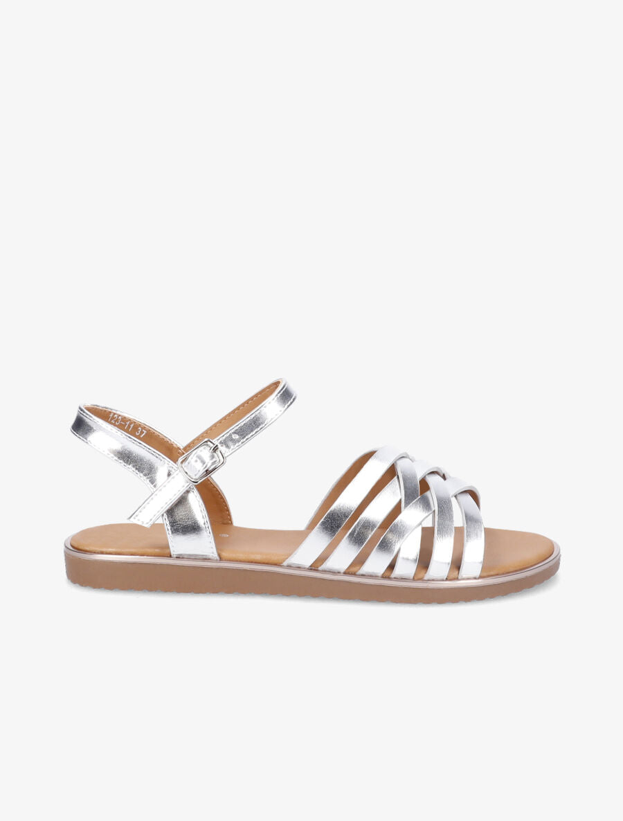 Nu-pieds à ganses croisées stylisées - Argent - 2