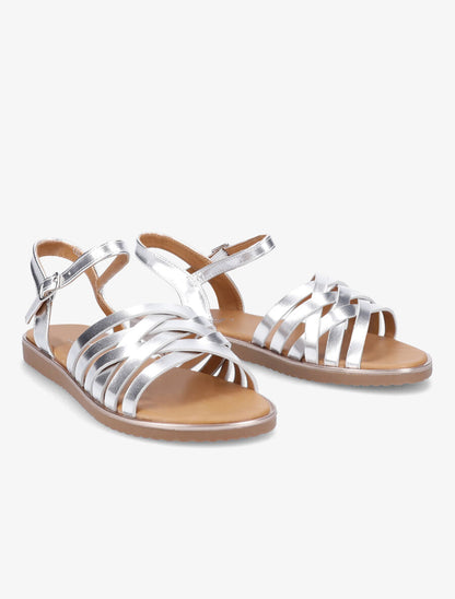 Nu-pieds à ganses croisées stylisées - Argent - 4