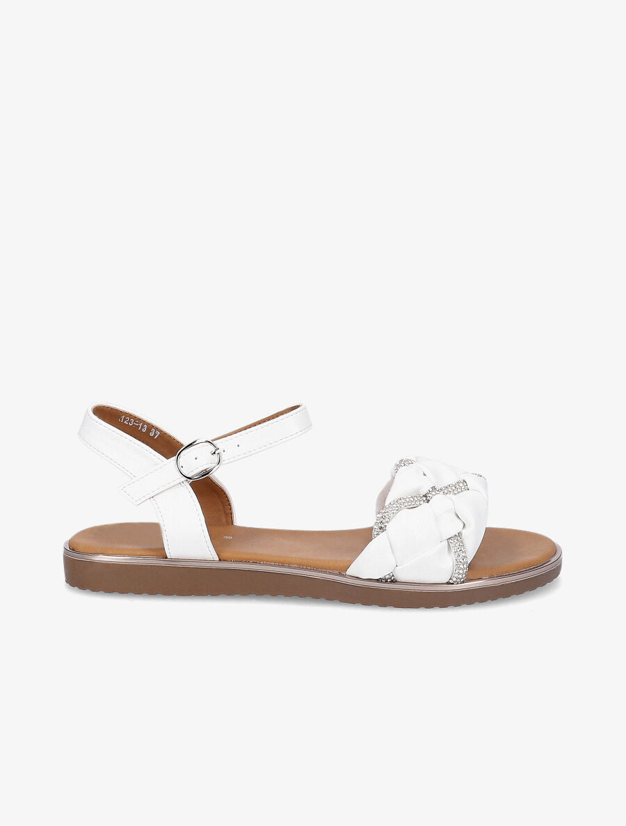 Nu-pieds à ganses ornées de strass - Blanc - 2