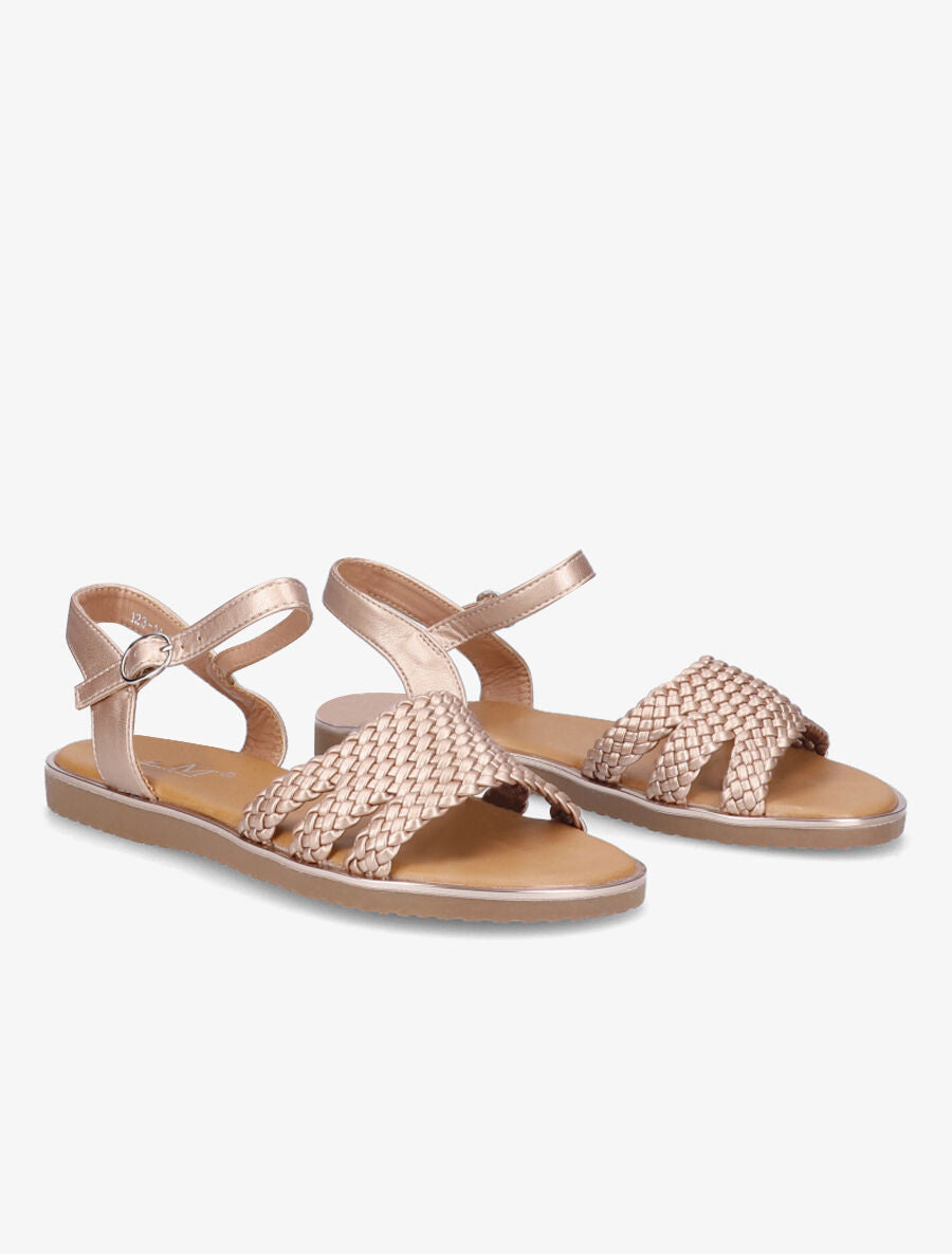 Sandales en simili tressé - Rose gold - 4