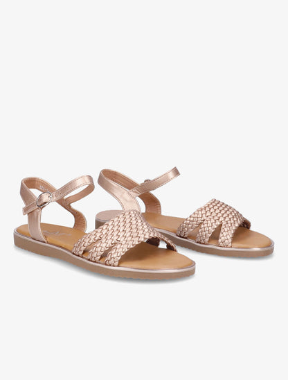Sandales en simili tressé - Rose gold - 4