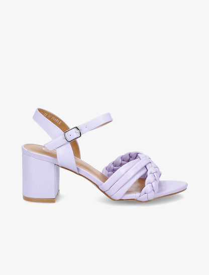 Sandales à talons et brides tressées - Lilas - 5