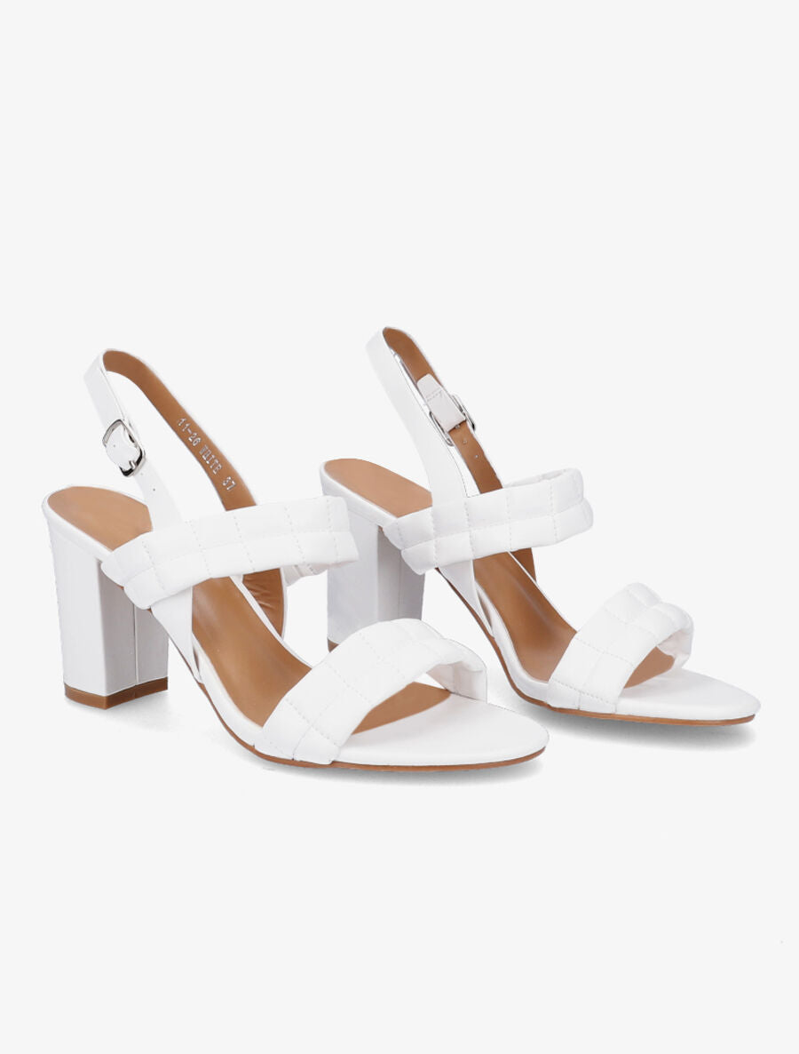 Sandales matelassées à talons - Blanc - 4