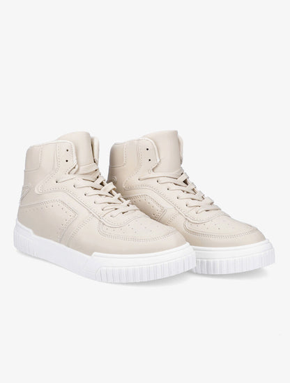 Baskets montantes en simili - Beige - 4