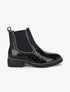 Boots effet croco vernis et détail billes argentées - Noir/argent - 5