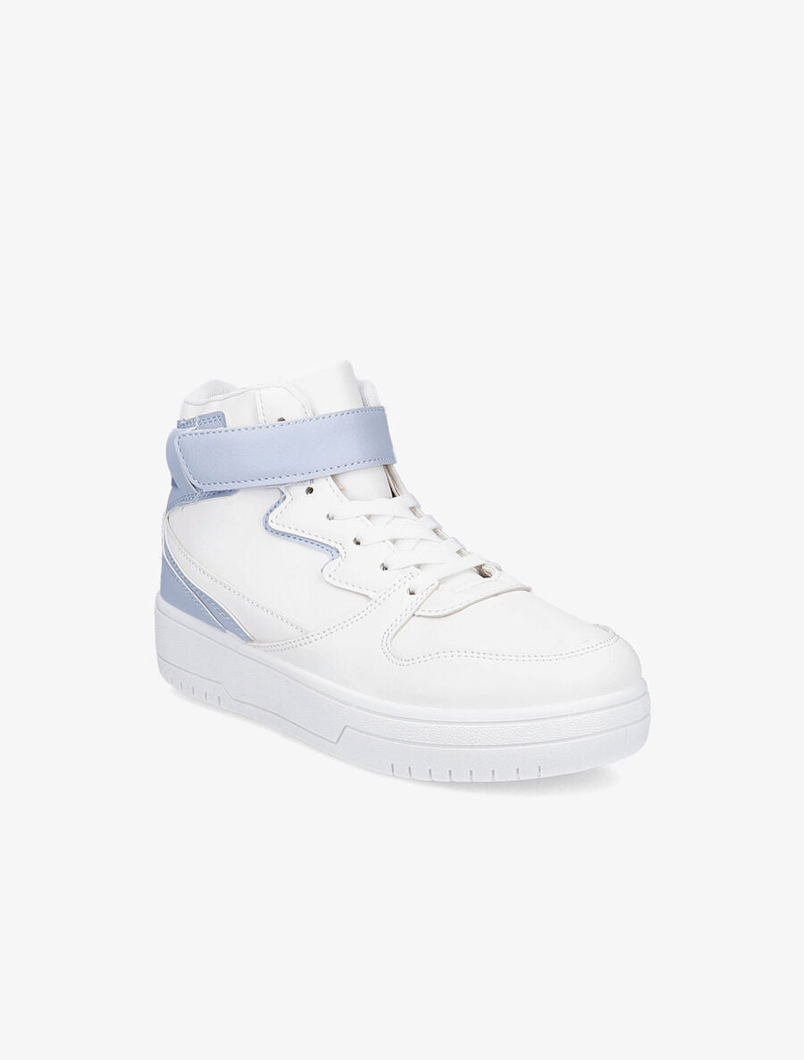 Baskets montantes à lacets et scratch - Bleu - 2