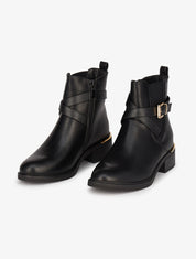 Bottines à détails dorés - Noir - 1