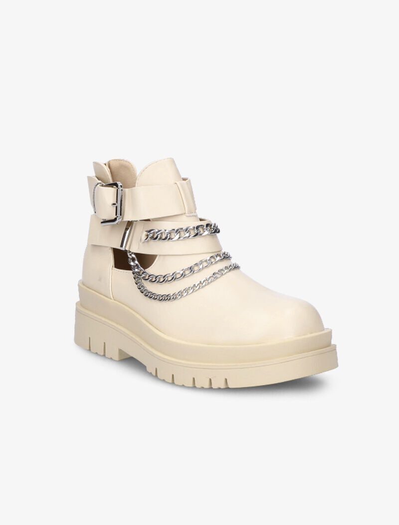 Boots ajourées à détails chaînes - Beige - 2