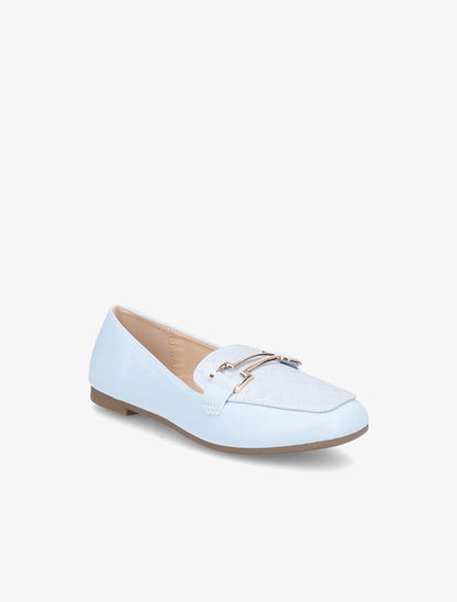 Mocassins à boucle en simili tressé - Bleu clair - 1