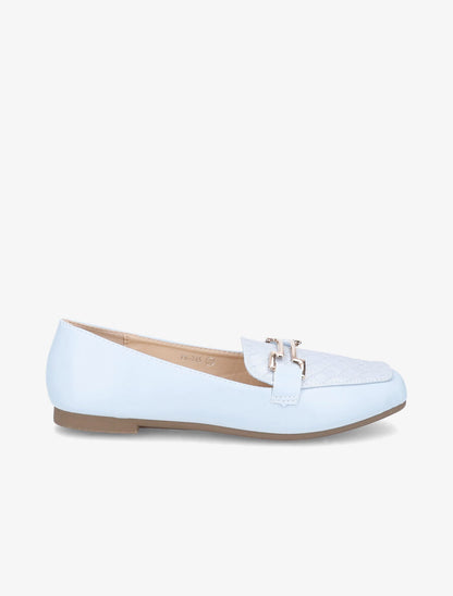 Mocassins à boucle en simili tressé - Bleu clair - 2