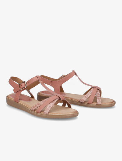 Sandales plates à brides en T croisées - Rose - 4