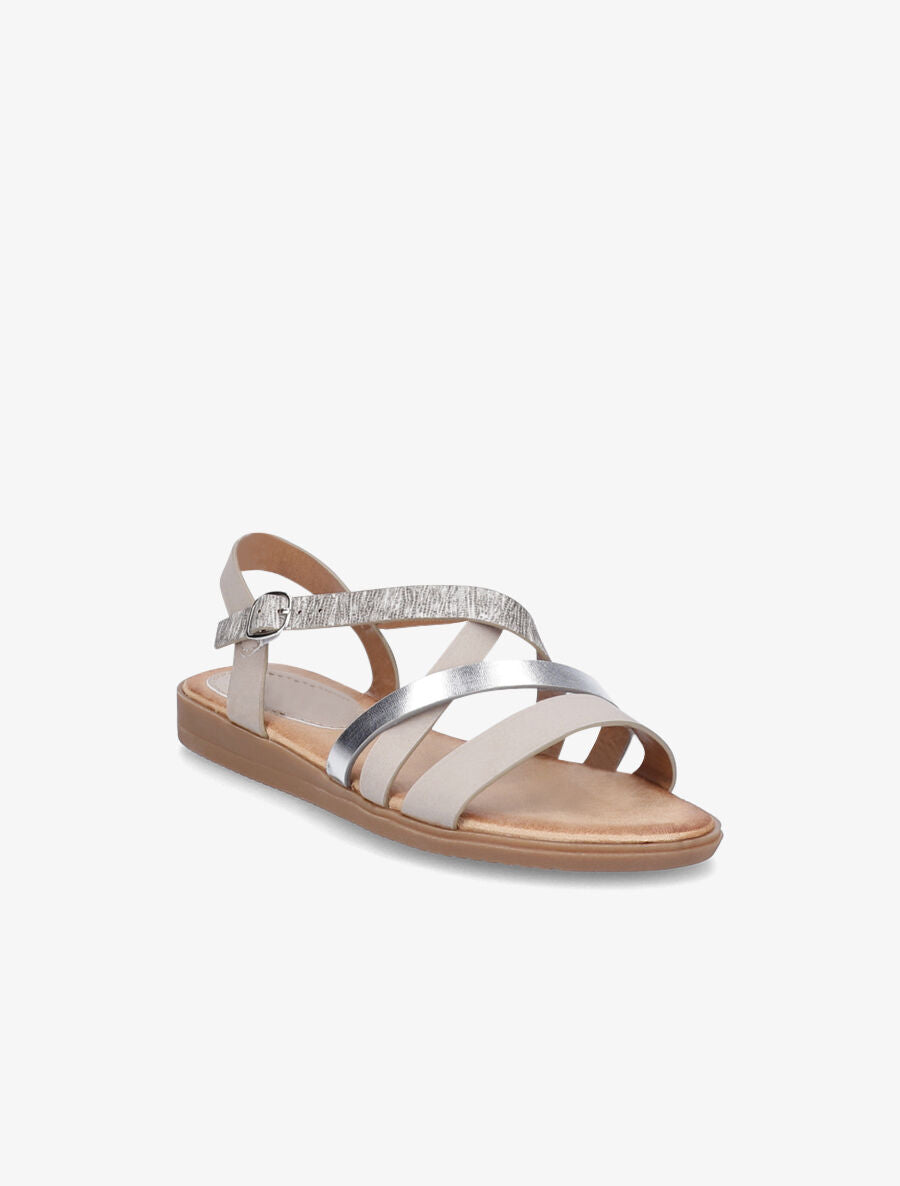 Sandales plates à brides bi-matière - Beige - 5