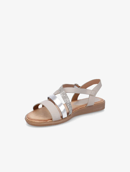 Sandales plates à brides bi-matière - Beige - 2