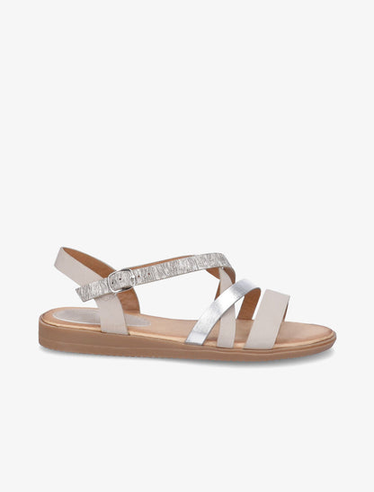 Sandales plates à brides bi-matière - Beige - 3