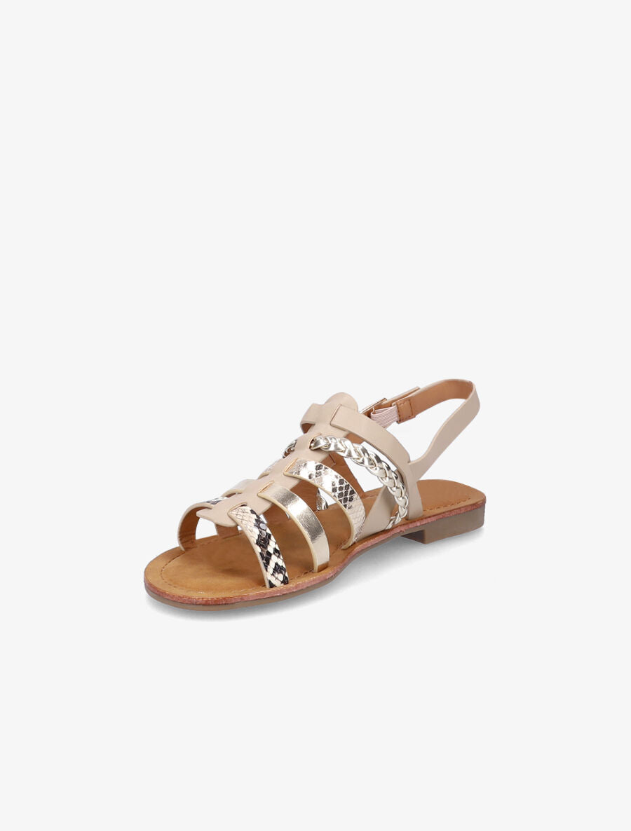 Spartiates stylisées en simili - Beige - 2