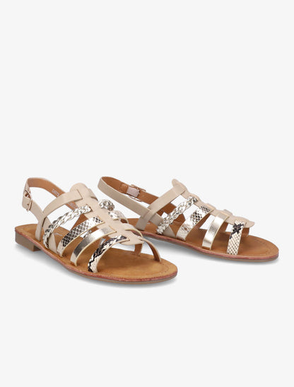 Spartiates stylisées en simili - Beige - 4