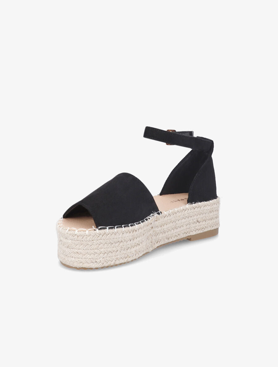 Espadrilles en suédine à plateforme - Noir - 3