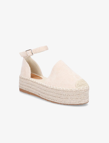 Espadrilles basique en suédine à plateforme - Beige - 1
