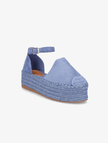 Espadrilles basique en suédine à plateforme - Bleu - 1