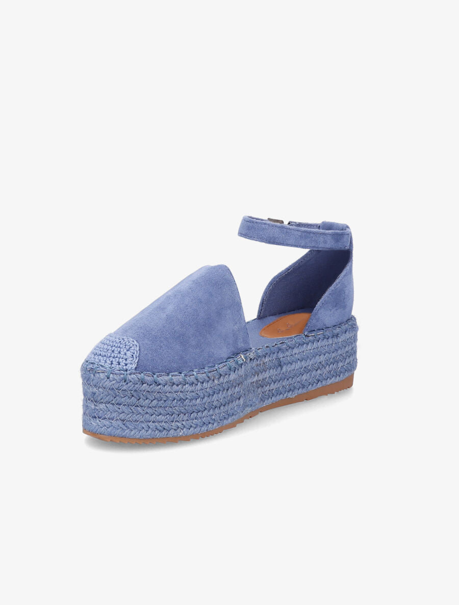 Espadrilles basique en suédine à plateforme - Bleu - 2